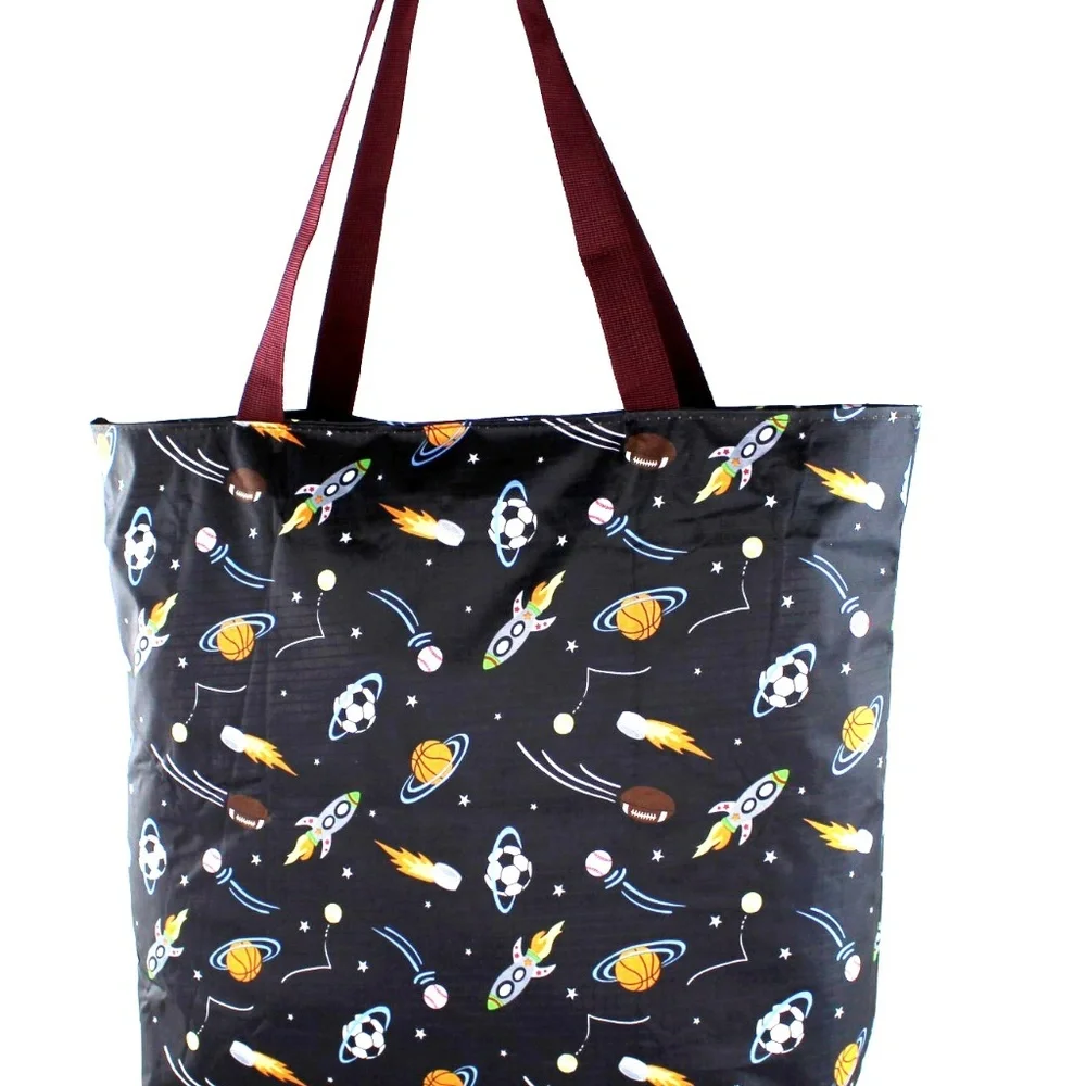 Foldable Tote Bag for Women-Top Zipper Black Premium Quality Lightweight NWT